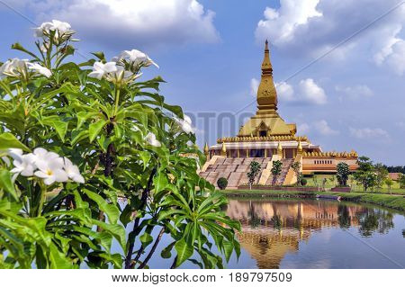 Chedi Maha Mongkol Bua, The Golden Pagoda Landmark Of Roi Et Province, Northeastern Thailand