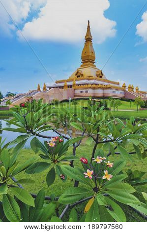 Chedi Maha Mongkol Bua, The Golden Pagoda Landmark Of Roi Et Province, Northeastern Thailand