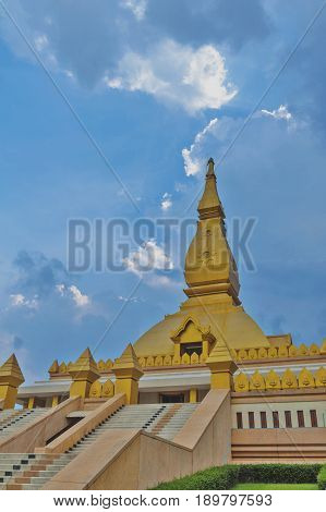 Chedi Maha Mongkol Bua, The Golden Pagoda Landmark Of Roi Et Province, Northeastern Thailand