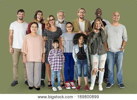 Diversity of People Generations Set Together Studio Isolated