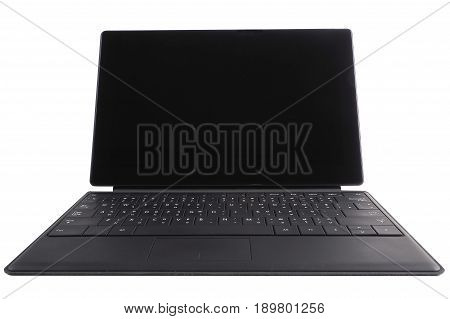 Isolated tablet laptop with keyboard on white background