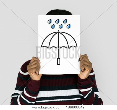 Hands holding billboard network graphic overlay