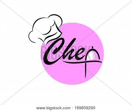 chef logo with white hat and pink background