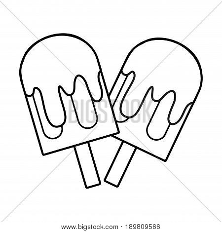line delicious and refreshing ice pollys to summer day vector illustration