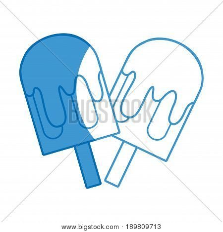 silhouette delicious and refreshing ice pollys to summer day vector illustration