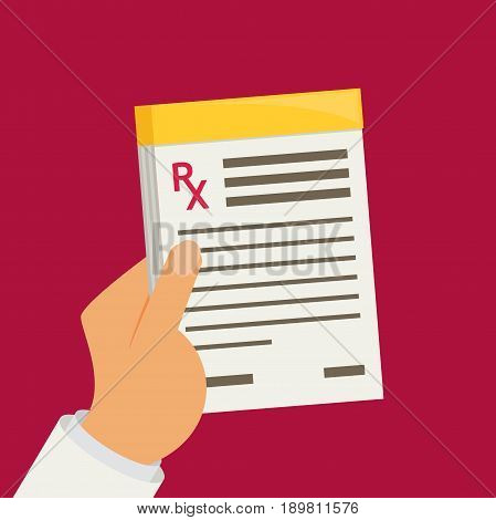 Prescription pad. Medical prescription vector illustration colorful.