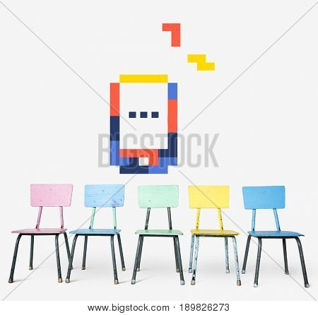 8 bit illustration of mobile phone communication icon