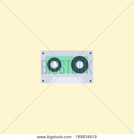 Flat Cassette Element. Vector Illustration Of Flat Tape Isolated On Clean Background. Can Be Used As Cassette, Tape And Music Symbols.