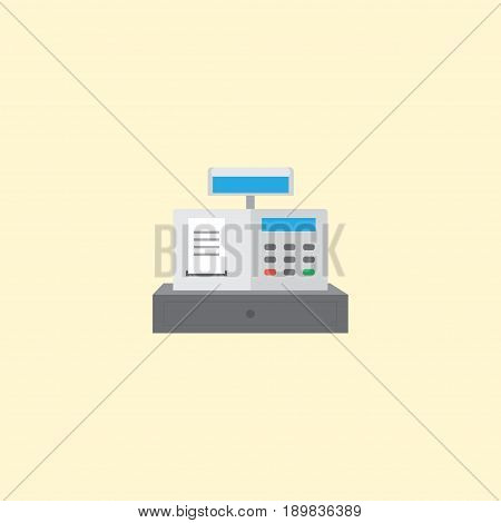 Flat Cash Register Element. Vector Illustration Of Flat Till Isolated On Clean Background. Can Be Used As Till, Cash And Register Symbols.