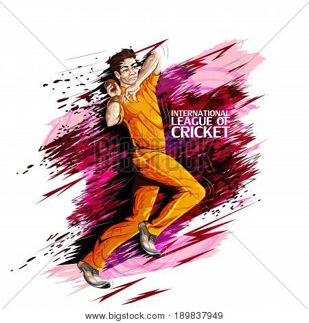 Concept of sportsman playing Cricket. Vector illustration