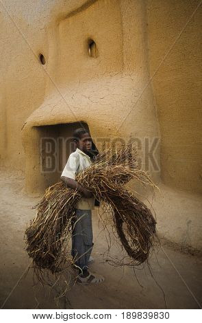 Mali, Djenne - January 25, 1992: Mosques Built Entirely Of Clay