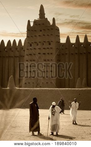 Mali, Djenne - January 25, 1992: Mosques Built Entirely Of Clay