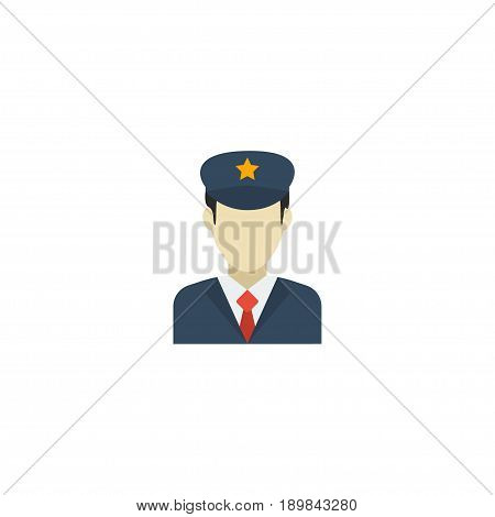 Flat Security Element. Vector Illustration Of Flat Policeman Isolated On Clean Background. Can Be Used As Policeman, Security And Guard Symbols.