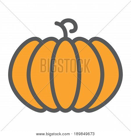 Pumpkin line icon, fruit and vegetable, vector graphics, a colorful linear pattern on a white background, eps 10.