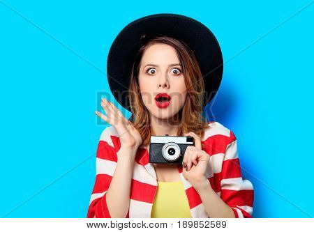 Woman With Vintage Camera