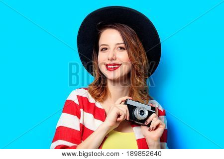 Woman With Vintage Camera