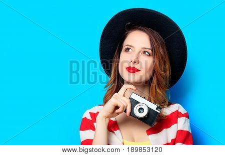 Woman With Vintage Camera