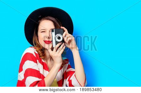 Woman With Vintage Camera