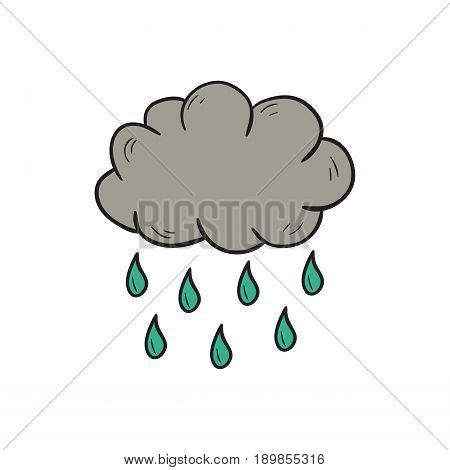 Vector Cartoon Hand Drawn Rain Cloud