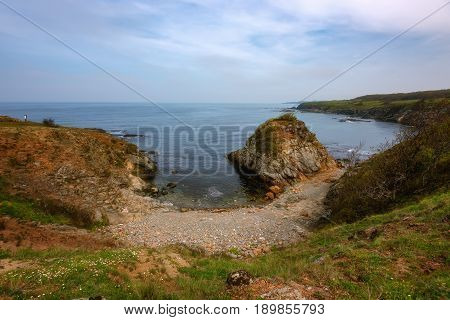 Magnificent daily seascape near the village of Sinemorets, Bulgaria. Spring landscape over the sea.