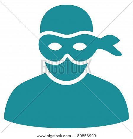 Soft Blue Anonimious Thief interface pictogram. Vector pictograph style is a flat symbol on diagonal hatch transparent background.