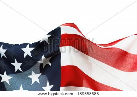 USA flag background. American symbol of independence democracy and patriotism. Isolated on white copyspace