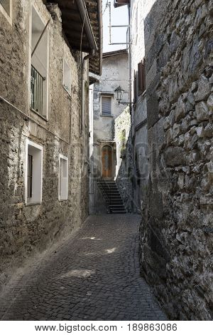 Asso (Como Lombardy Italy): typical street in the historic town