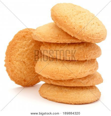 stacked short pastry cookies isolated on white background