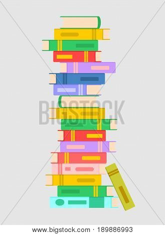 Stack of books isolated on a white background. Flat vector illustration