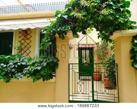 traditional street and houses architecture detail in Greece