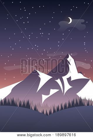 Vector Mountain With Texture. Sketch Illustration With Quote.