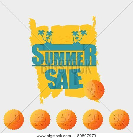 Season Special Offer Sale Off Sign Over Yellow Brush Art Paint Abstract Texture Background Acrylic S
