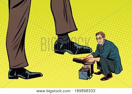 Little Shoe for the big man. Pop art retro vector illustration