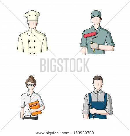 Cook, painter, teacher, locksmith mechanic.Profession set collection icons in cartoon style vector symbol stock illustration .