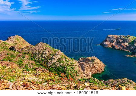 Sea Landscape With Cap De Creus, Natural Park. Eastern Point Of Spain, Girona Province, Catalonia. F