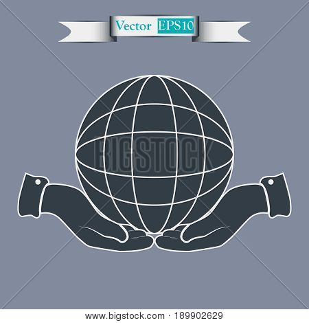 icon Planet Earth in hands vector illustration of a flat design