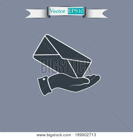letters on the hand icon vector illustration flat design