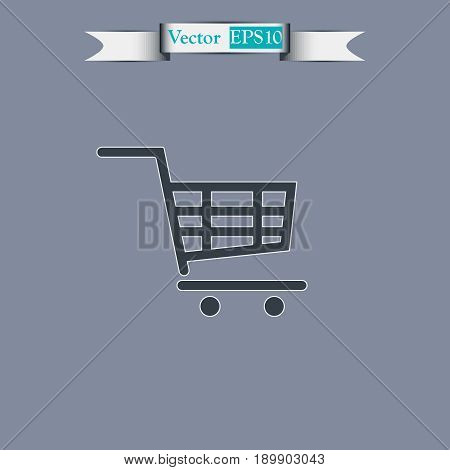 shopping cart icon, vector illustration. Flat design style