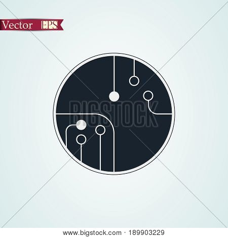 Circuit board, technology icon, vector illustration. Flat design style