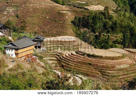 Ancient beautiful rice terraces of Longsheng near Guilin Guanxi province China