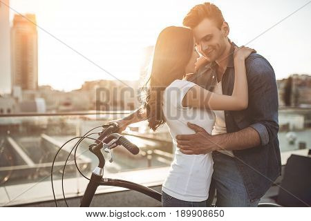 Romantic Couple With Bicycles