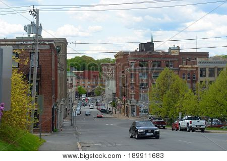 BANGOR, ME, USA - MAY 20, 2016: Historic Blocks at State Street in downtown Bangor, Maine, USA.