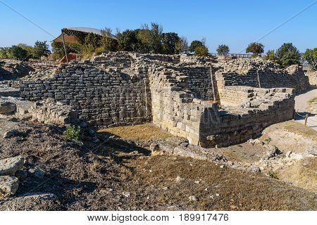 The East Wall And Gate In Ancient City Troy. Turkey