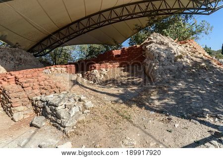 Megaron Building In Ancient City Troy. Turkey