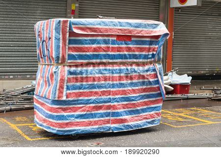 Closed and Packed Street Market Stall in Kowloon
