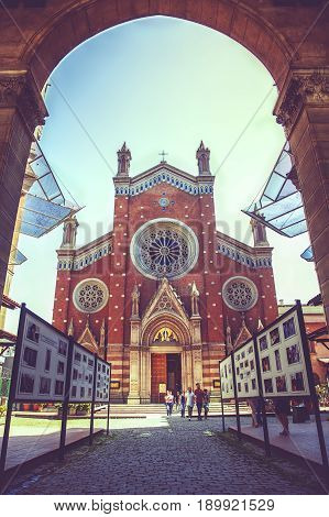 ISTANBUL TURKEY - MAY 5 2017: St. Antuan Church alternatively known as the Sant'Antonio di Padova Church S. Antonio di Padova St. Antoine in Istanbul
