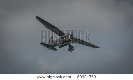 Biggleswade UK - 7th May 2017: Vintage Westland Lysander in flight