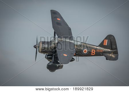 Biggleswade UK - 7th May 2017: Vintage Westland Lysander in flight