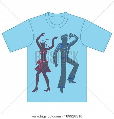 Full length front view of singer dancer performances tshirt design. Vector illustration isolated on white background