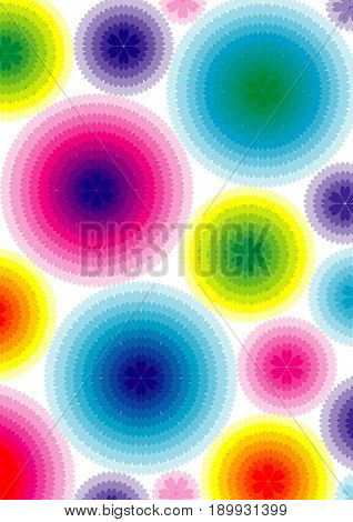 Bright background with hearts in pink, blue, yellow, green colors